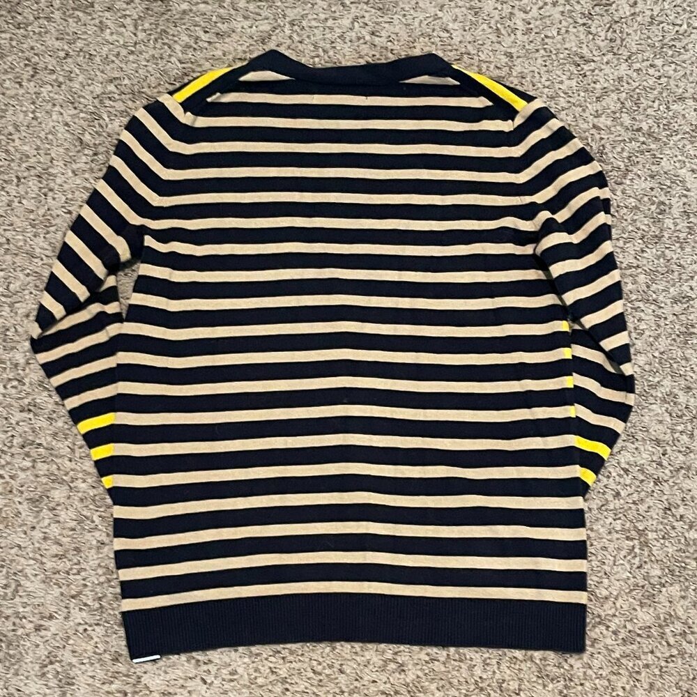 MICHAEL Michael Kors Striped Button Down Cardigan Sweater Yellow Blue M - Picture 8 of 8